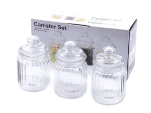 НАБОР БАНОК ДЛЯ СЫПУЧИХ ПРОДУКТОВ стеклянных 3 шт. 250 мл с крышками   86089 