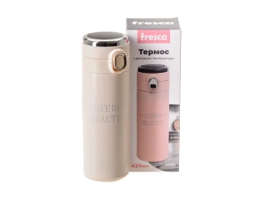 ТЕРМОС металл/пластмасса "Life is beauty" 420 мл с датчиком температуры   109497 