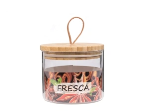 БАНКА ДЛЯ СЫПУЧИХ ПРОДУКТОВ стеклянная 500 мл/10,5*9 см с бамбуковой крышкой  Fresca 99292 