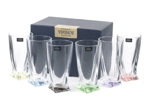 НАБОР СТАКАНОВ стеклянных "QUADRO" декор. 6 шт. 350 мл  Crystalite Bohemia 72696 