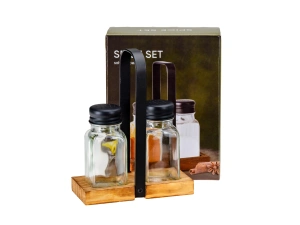 НАБОР БАНОК ДЛЯ СПЕЦИЙ стеклянных 2 шт. 75 мл/4*4*9,5 см на подставке   110644