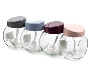 БАНКА ДЛЯ СЫПУЧИХ ПРОДУКТОВ стеклянная с пластмассовой крышкой и ложкой 750 мл   98693 