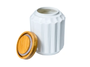 БАНКА ДЛЯ СЫПУЧИХ ПРОДУКТОВ фарфоровая 1л с бамбуковой крышкой   107993