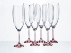 НАБОР БОКАЛОВ ДЛЯ ШАМПАНСКОГО стеклянных "Magnolia optic" 6 шт. 210 мл  Crystalex 106176 
