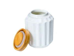 БАНКА ДЛЯ СЫПУЧИХ ПРОДУКТОВ фарфоровая 600 мл с бамбуковой крышкой   107992