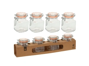 НАБОР БАНОК ДЛЯ СЫПУЧИХ ПРОДУКТОВ стеклянных 4 шт. 90 мл/7*7*5 см   104746 
