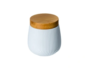 БАНКА ДЛЯ СЫПУЧИХ ПРОДУКТОВ фарфоровая 360 мл с бамбуковой крышкой   107978 
