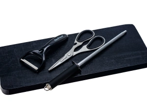 НАБОР НОЖЕЙ металлических 8 пр. в подставке: 5 ножей, ножницы, скребок, точилка   108505