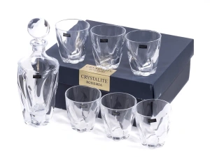 НАБОР ДЛЯ ПИТЬЯ стеклянный "BARLEY" 7 пр.: графин 800 мл, 6 стаканов 320 мл  Crystalite Bohemia 87188 