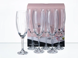 НАБОР БОКАЛОВ ДЛЯ ШАМПАНСКОГО стеклянных "Magnolia optic" 6 шт. 210 мл/21 cм  Crystalex 106518