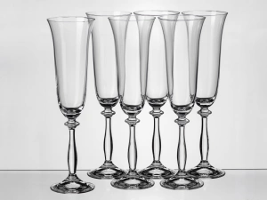 НАБОР БОКАЛОВ ДЛЯ ШАМПАНСКОГО стеклянных "Angela" 6 шт. 190 мл  Crystalex 10355 