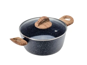 КАСТРЮЛЯ алюминиевая с антипригарным мраморным покрытием "Black Granite" с крышкой 20 см/2,2 л  Fresca 103497 