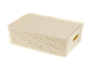 КОРЗИНА пластмассовая "Береста" 7,5 л/35*24,5*10,5 см с крышкой слоновая кость  Виолет 104302 