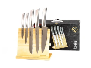 НАБОР НОЖЕЙ металлических 5 шт. на деревянной подставке   106233 