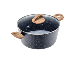КАСТРЮЛЯ алюминиевая с антипригарным мраморным покрытием "Black Granite" с крышкой 24 см/3,8 л  Fresca 103498 