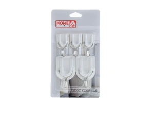 НАБОР КРЮЧКОВ пластмассовых на скотче 5 шт. 2,4*4,6/3,9*6,5 см  Home Line 104787 