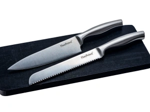 НАБОР НОЖЕЙ металлических 7 пр. в деревянной подставке: 5 ножей, ножницы, точилка   108509