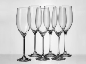 НАБОР БОКАЛОВ ДЛЯ ШАМПАНСКОГО стеклянных "Megan" 6 шт. 230 мл/25 см  Crystalex 89861 
