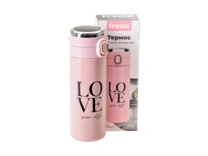 ТЕРМОС металл/пластмасса "Love your life" 420 мл с датчиком температуры   109498 