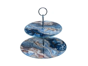 ГОРКА стеклянная 2-ярусная "Мрамор оникс" 25/20 см   107498 