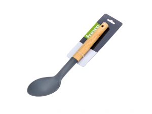ЛОЖКА КУХОННАЯ пластмассовая с деревянной ручкой 7,5*31 см   109671 