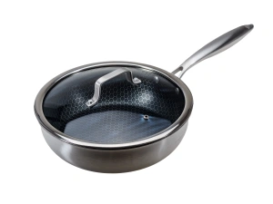 СОТЕЙНИК из нержавеющей стали с антипригарным покрытием со стеклянной крышкой "Onyx" 26*7 см   110209 