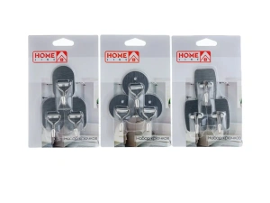 НАБОР КРЮЧКОВ металлических на скотче 3 шт. в ассортименте  Home Line 104797 