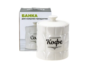 БАНКА ДЛЯ СЫПУЧИХ ПРОДУКТОВ керамическая "Кофе" 850 мл/11,4*11,4*14,4 см   110149 