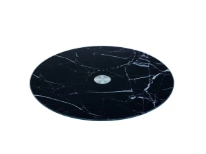 БЛЮДО стеклянное вращающееся "Черный мрамор" 32 см   107518 