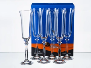 НАБОР БОКАЛОВ ДЛЯ ШАМПАНСКОГО стеклянных "Angela" 6 шт. 190 мл  Crystalex 10355