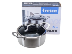 КАСТРЮЛЯ из нержавеющей стали с антипригарным покрытием со стеклянной крышкой "Onyx" 3л/20*9,5 см   110212