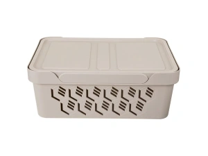 ЯЩИК ДЛЯ ХРАНЕНИЯ пластмассовый с крышкой "Deluxe" светло-бежевый 12 л/38*27,6*14 см   98931 