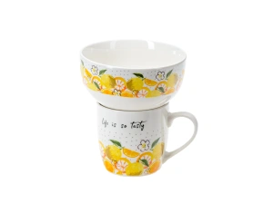 НАБОР ДЛЯ ЗАВТРАКА керамический 2 пр.: кружка 345 мл, салатник 12,5*6,5 см   109644