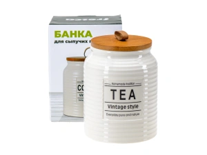 БАНКА ДЛЯ СЫПУЧИХ ПРОДУКТОВ керамическая "Tea" 850 мл/10,7*10,7*14 см   110144 
