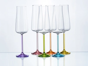 НАБОР БОКАЛОВ ДЛЯ ШАМПАНСКОГО стеклянных  "Rainbow" 6 шт. 210 мл/25 см  Crystalex 108166 