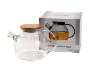 ЧАЙНИК ЗАВАРОЧНЫЙ стекло/бамбук 1 л/13 см  Home Line 103606 
