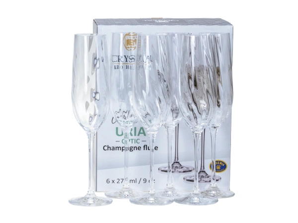 НАБОР БОКАЛОВ ДЛЯ ШАМПАНСКОГО стеклянных "Uria Optic" 6 шт. 270 мл   109467