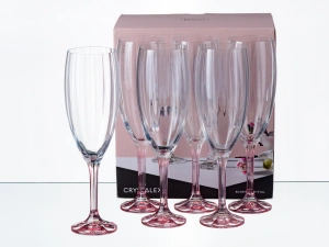 НАБОР БОКАЛОВ ДЛЯ ШАМПАНСКОГО стеклянных "Magnolia optic" 6 шт. 210 мл  Crystalex 106176