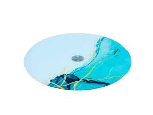 БЛЮДО стеклянное вращающееся "Мраморный бриз" 32 см   107481 