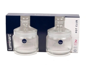 НАБОР БАНОК ДЛЯ СЫПУЧИХ ПРОДУКТОВ стеклянных "Club" 2 шт. 500 мл  Luminarc 101214 