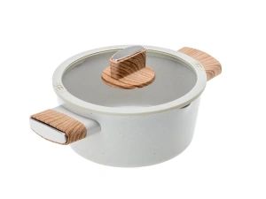 КАСТРЮЛЯ алюминиевая с керамическим покрытием "Ceramic Latte" 20*9 см/2 л со стеклянной крышкой  Fresca 105644 