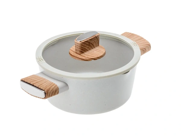 КАСТРЮЛЯ алюминиевая с керамическим покрытием "Ceramic Latte" 20*9 см/2 л со стеклянной крышкой  Fresca 105644 