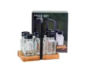 НАБОР БАНОК ДЛЯ СПЕЦИЙ стеклянных 6 шт. 75 мл/4*4*9,5 см на подставке   110646