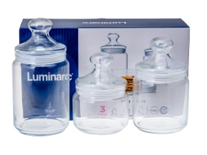 НАБОР БАНОК ДЛЯ СЫПУЧИХ ПРОДУКТОВ стеклянных 3 шт. 500/750/1000 мл с крышками   109141 