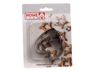 НАБОР ФОРМ ДЛЯ ВЫРЕЗАНИЯ ТЕСТА металлических "Сердца" 3 шт.  Home Line 101165 