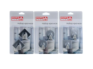 НАБОР КРЮЧКОВ металлических на скотче 2 шт. в ассортименте  Home Line 104799 