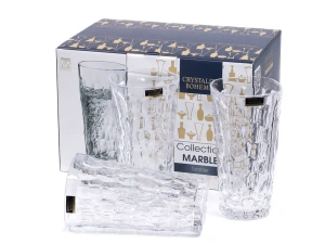 НАБОР СТАКАНОВ стеклянных "MARBLE" 6 шт. 375 мл  Crystalite Bohemia 89868 