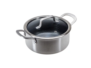 КАСТРЮЛЯ из нержавеющей стали с антипригарным покрытием со стеклянной крышкой "Onyx" 3л/20*9,5 см   110212 